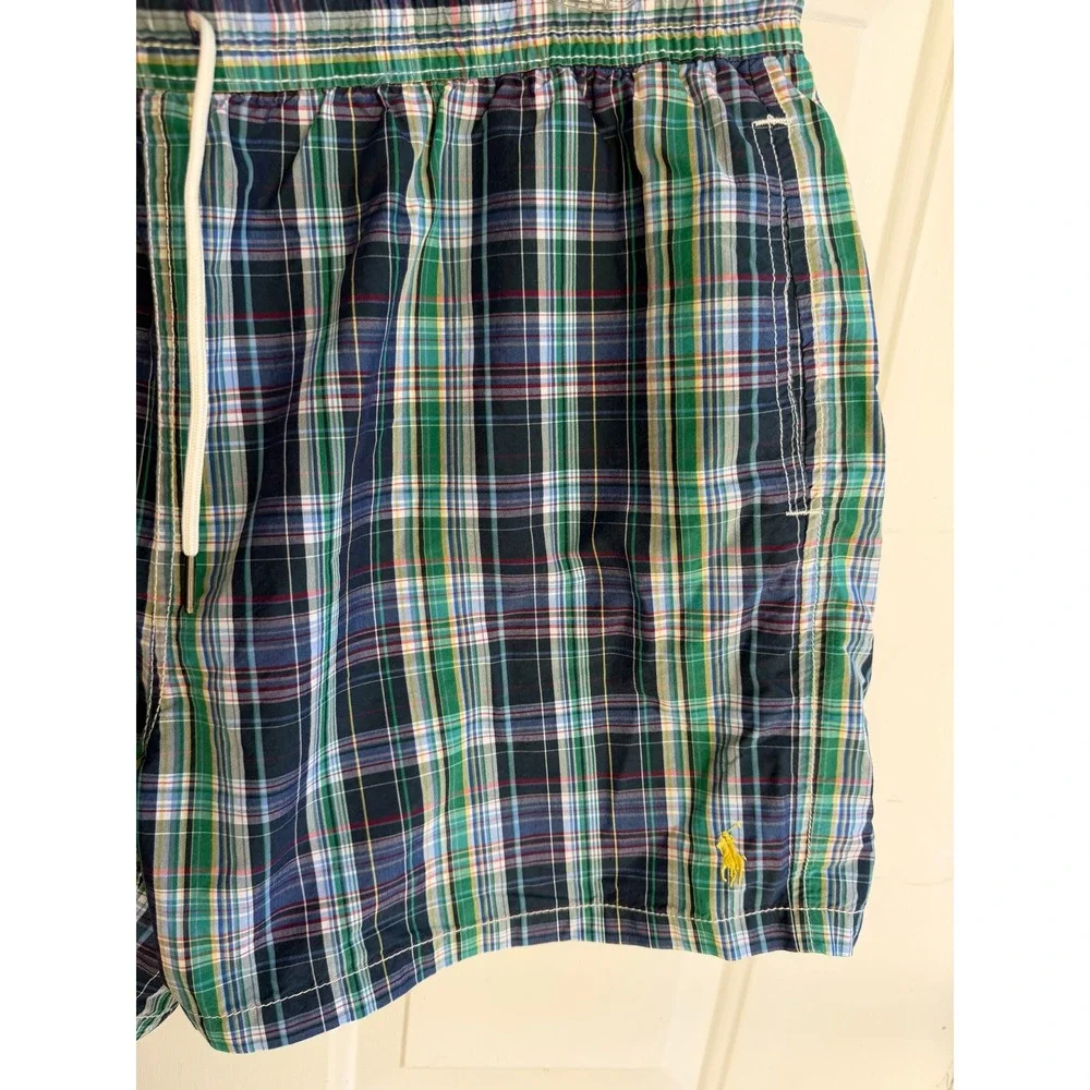 Vintage Men's Polo Ralph‎ Lauren XL Classic Plaid Multi-Color Print Swim Trunks
